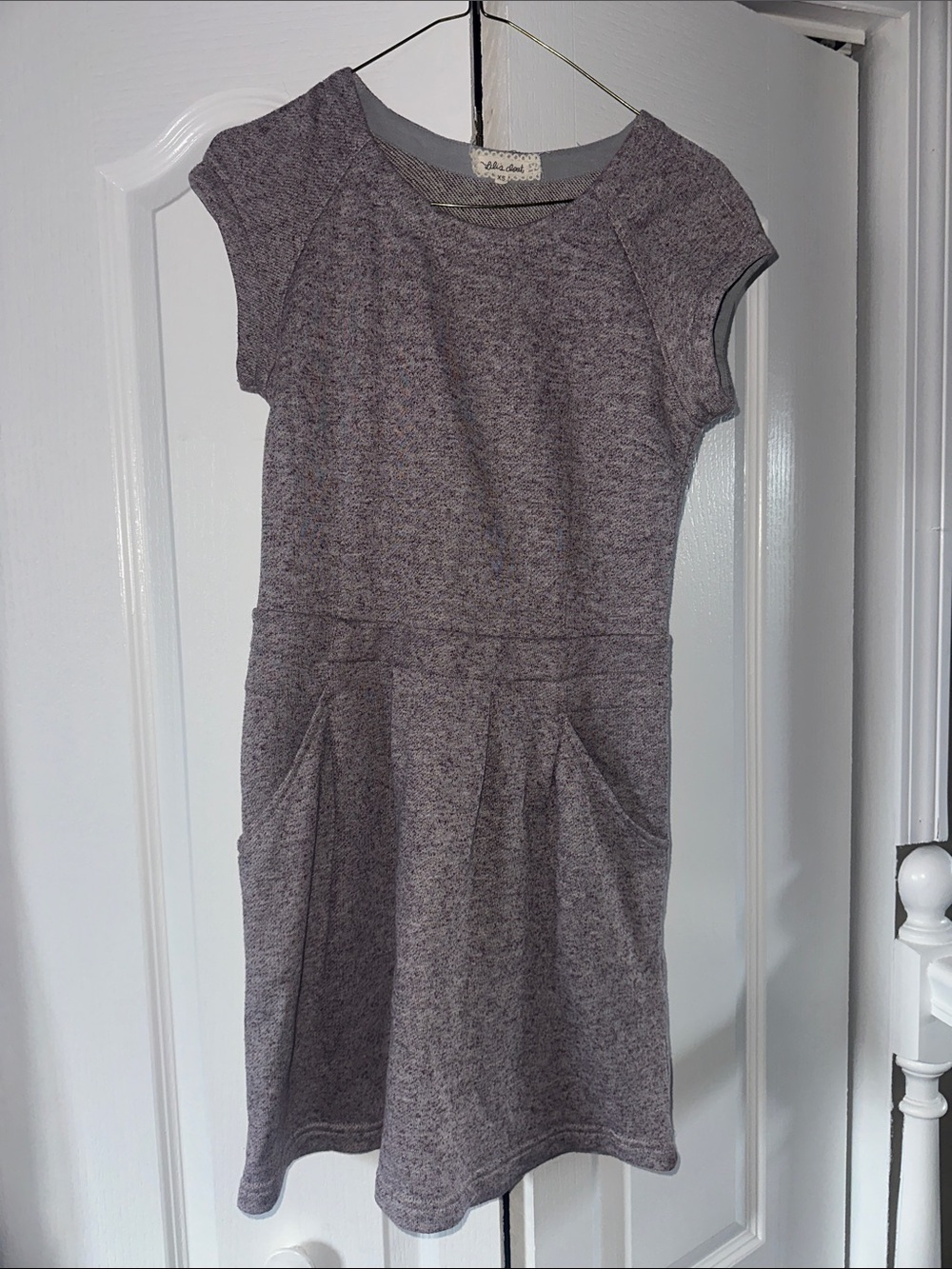 Heathered Lavender Casual Knit Dress with Pockets